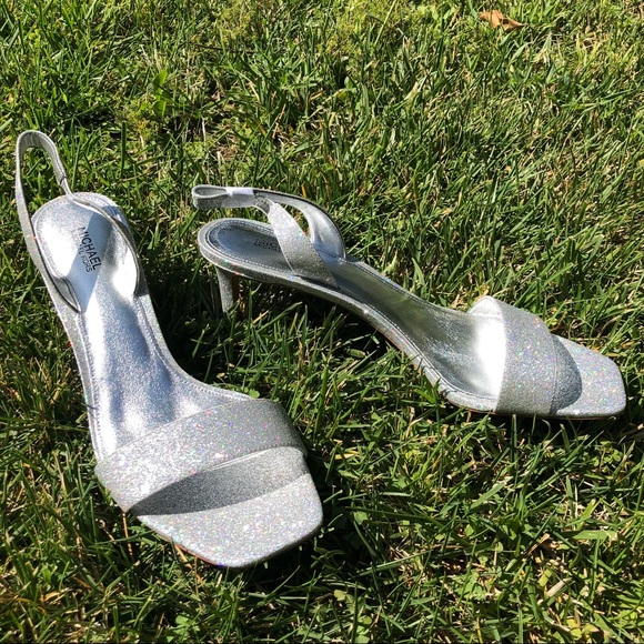 Michael Kors Mila Sandal Pixie Glitter Heel Silver - Picture 6 of 8